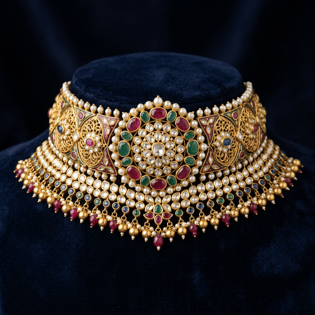 Kundan Choker Necklace artificial necklaces by Swarna