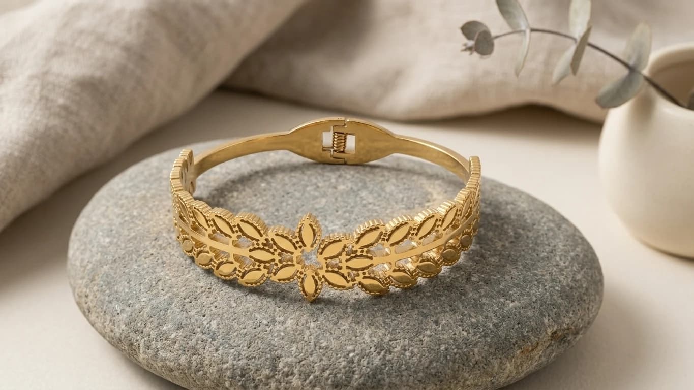 Floral Cutwork Gold Kada artificial bracelets by Swarna