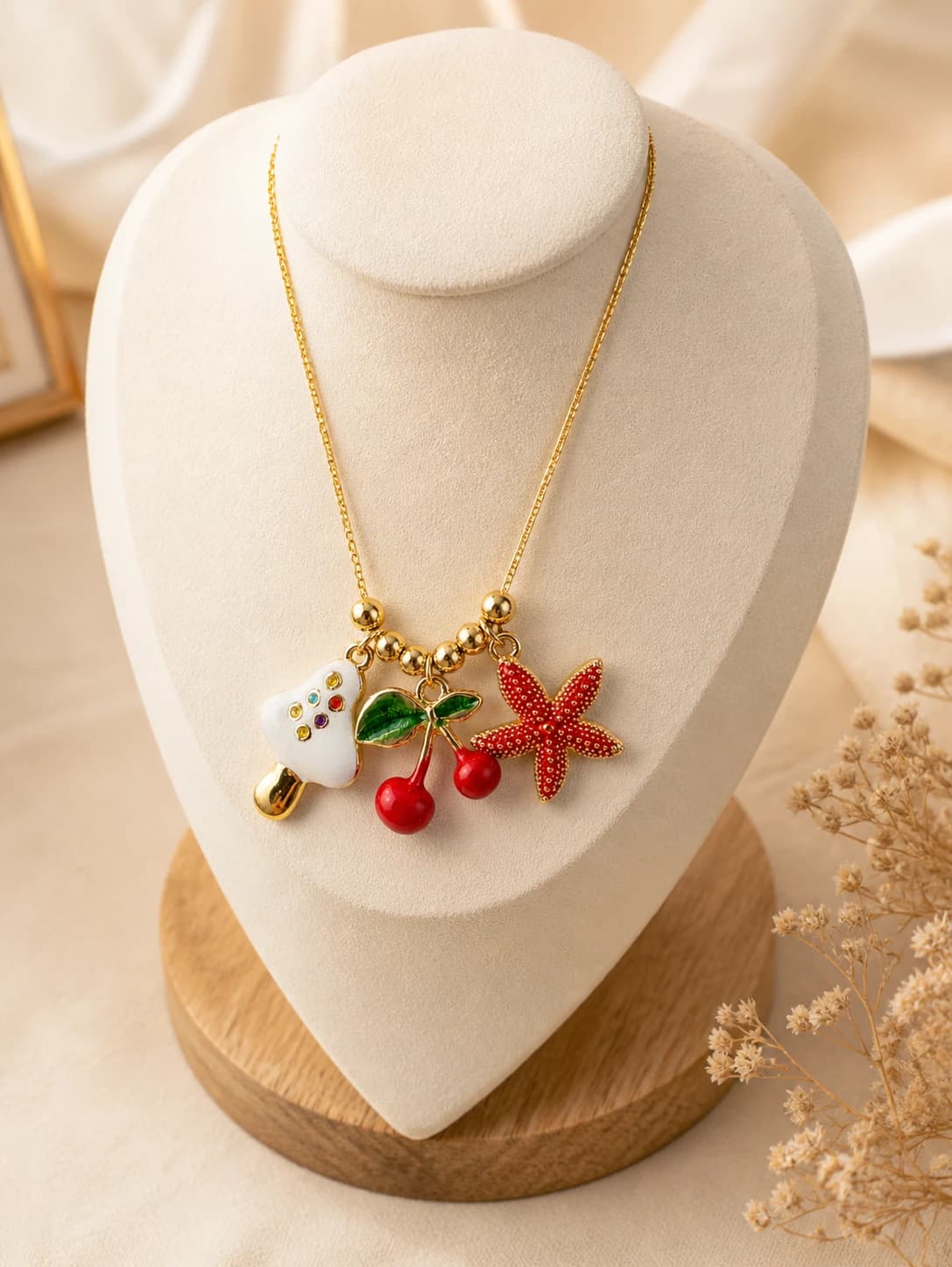 Gold Multi-Charm Pendant Necklace artificial necklaces by Swarna