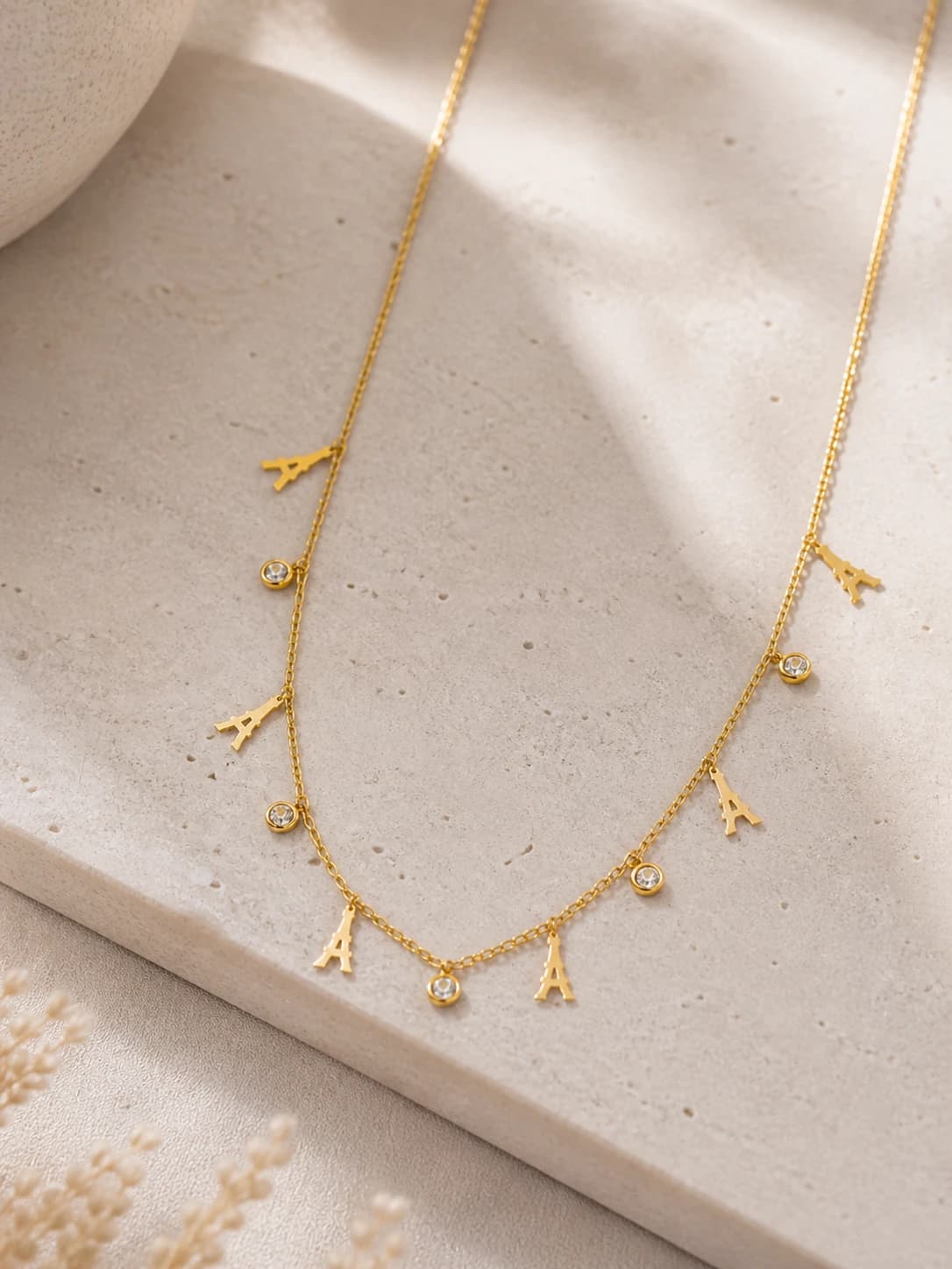 Gold Eiffel Tower Charm Necklace artificial necklaces by Swarna