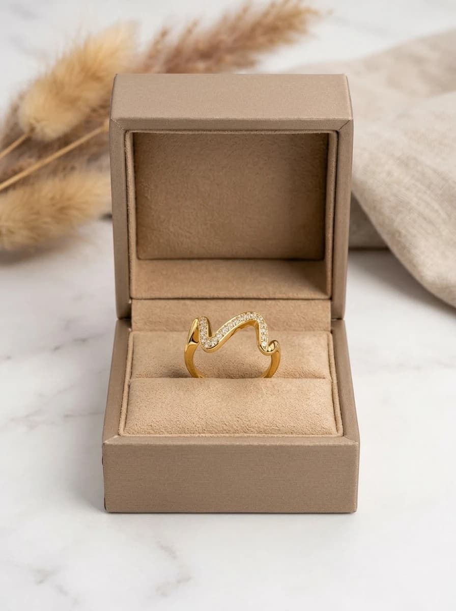 Gold Zigzag Crystal Ring artificial rings by Swarna
