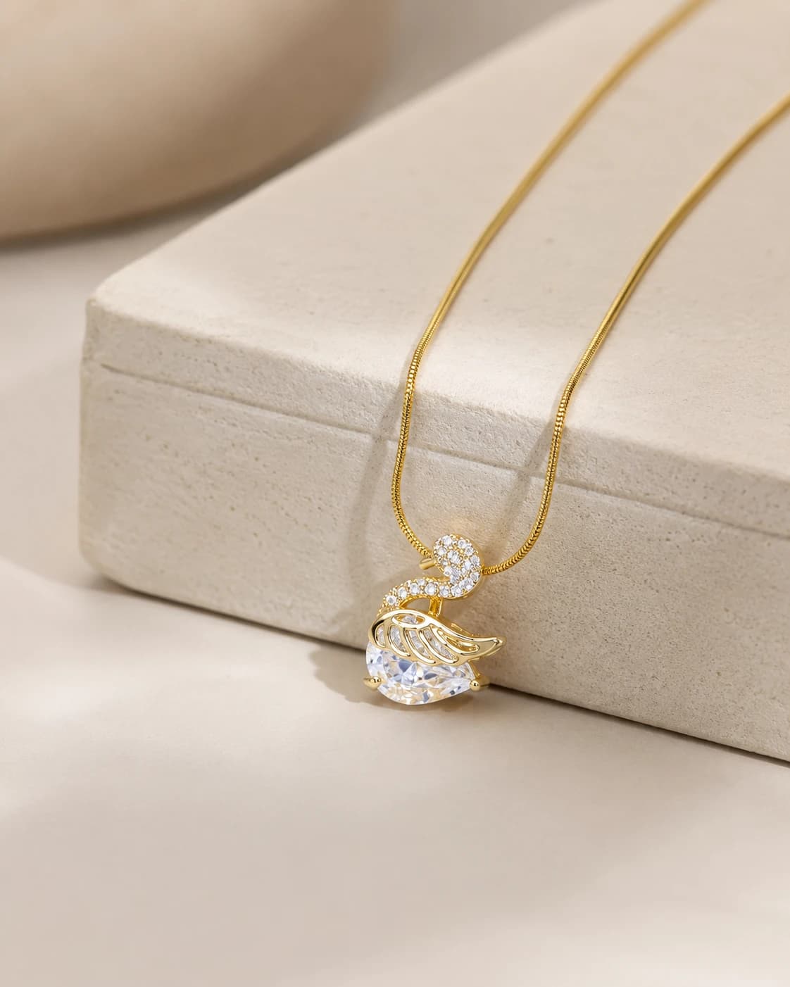 Crystal Swan Pendant Necklace artificial jewellery by Swarna