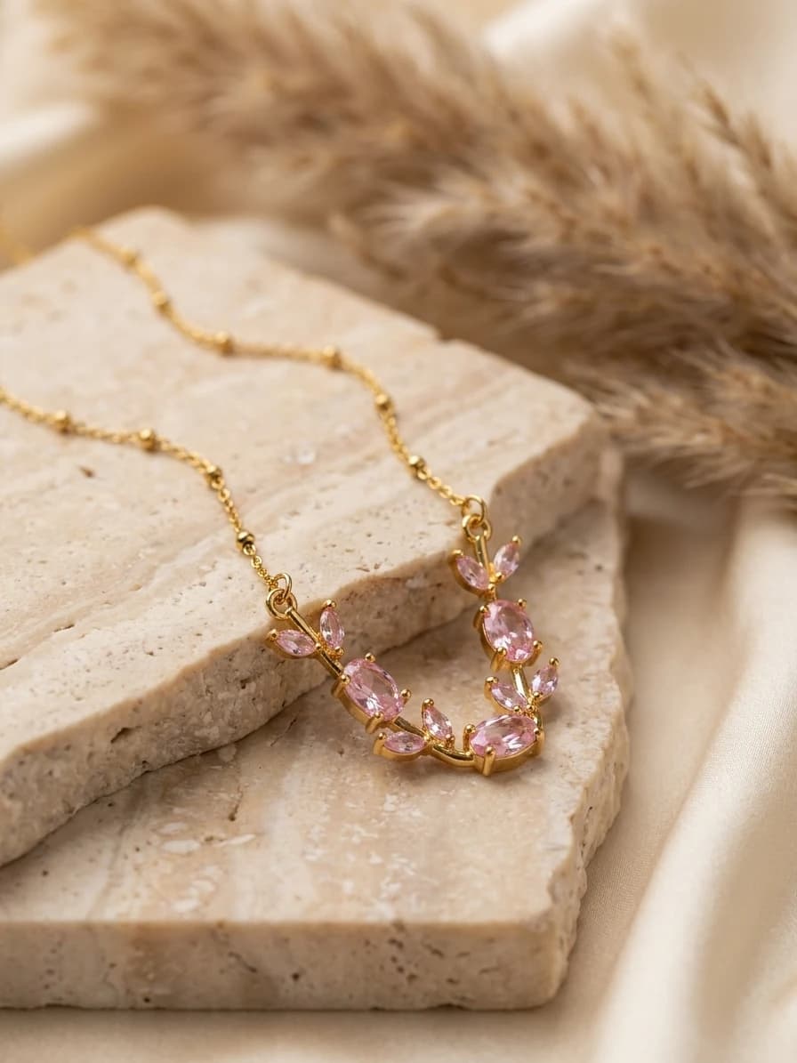 Pink Tulip Vine Necklace artificial jewellery by Swarna