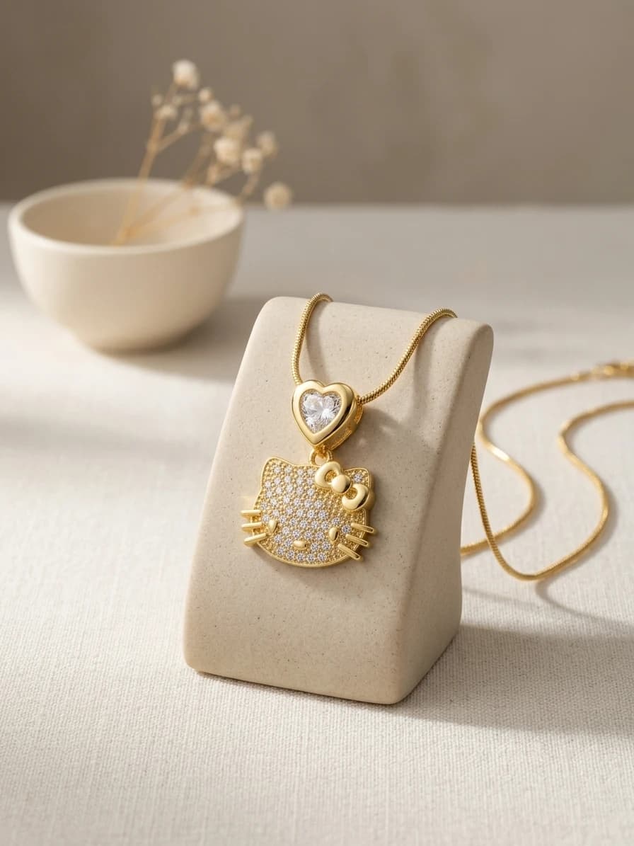 Hello Kitty Crystal Pendant Necklace artificial jewellery by Swarna