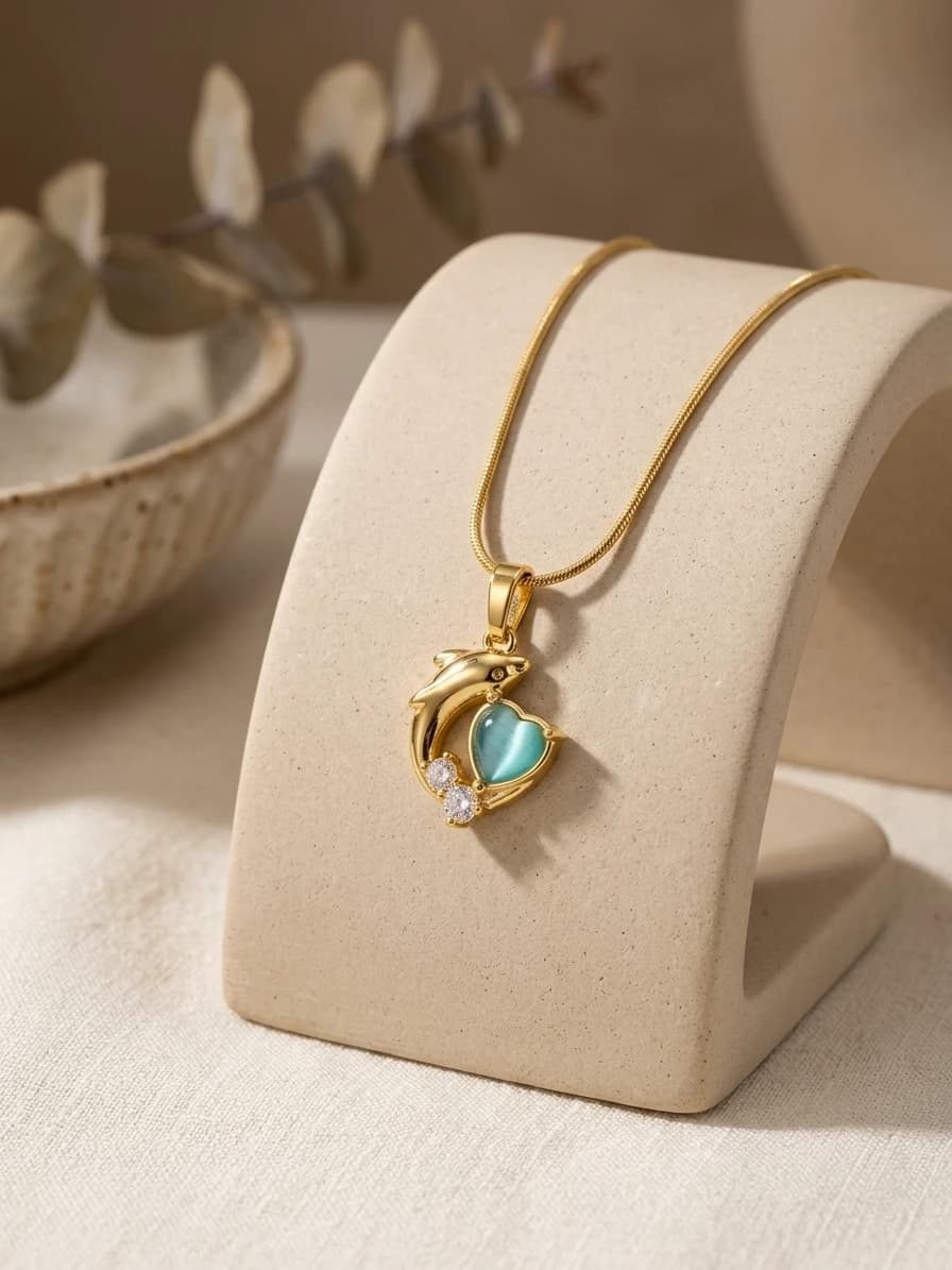 Blue Heart Dolphin Pendant artificial jewellery by Swarna